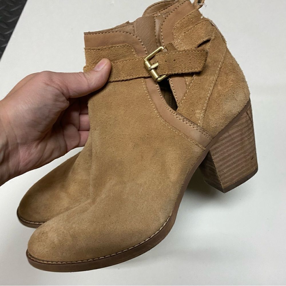 Sam Edelman Maurine Tan leather Suede Western Cutout Ankle Boots Size 9 - Picture 3 of 13